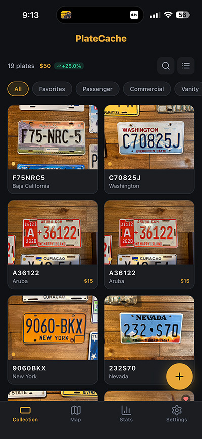 PlateCache phone screenshot